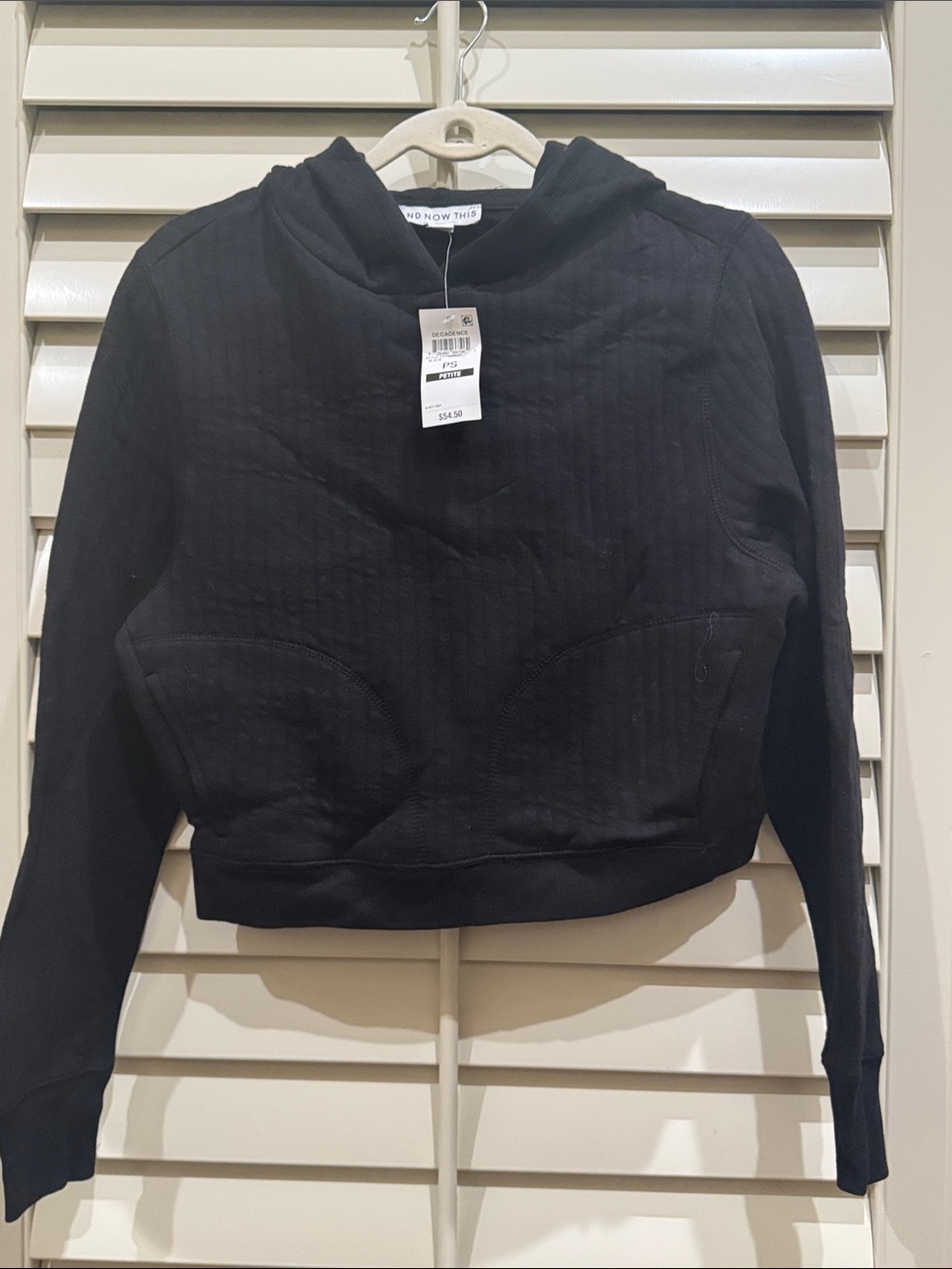 Now This Black Cropped Hooded Sweatshirt